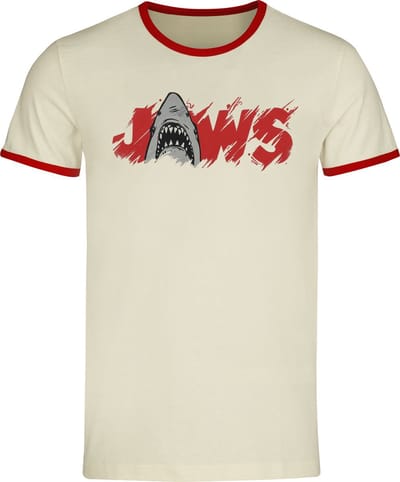 Jaws Jaws - Ringer Shirt Heren T-shirt - gebroken wit - M