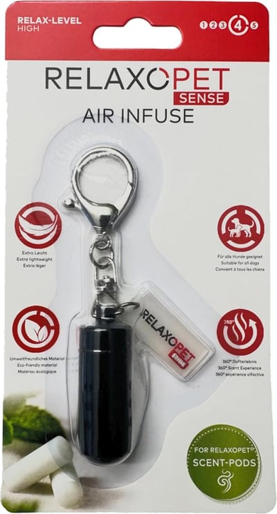 RelaxoPet Sense Air Infuse - Geurdiffuser voor Hond - Aromatherapie voor Honden - Compatibel met Diverse Scentpods - Verminderd Stress - Werkt zonder Stroom - Makkelijk te Bevestigen met Clip - Lichtgewicht