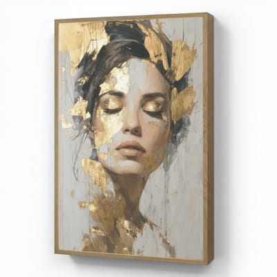 Wandlamp 70x100 cm - Oplaadbaar - Sierlijk - Vrouw - Goud - Ogen - Wandlampen binnen woonkamer - Slaapkamer lamp - Decoratieve nachtlamp - Vloerlamp draadloos
