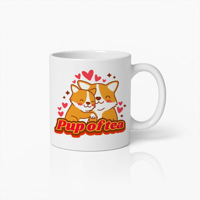 Pup of Tea Mok – 330 ml Schattige Corgi Hond Koffiebeker – Liefdevol Puppy Ontwerp – Perfect Cadeau voor Hondenliefhebbers en Koppels