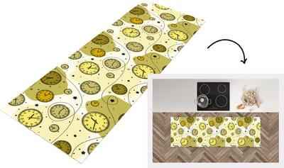 Keukenloper - Loper keuken - Retro - Klok - Patronen - Stippen - 150x50 cm - Keukenloper vinyl