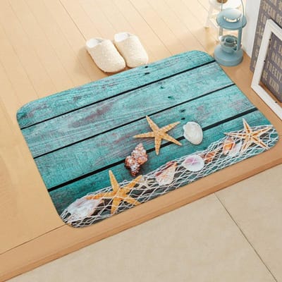 Zee Oceaan Deurmat Strand Zeester Patroon Antislip Deurmat Tapijt Deurmat Flanel Buiten Keuken Woonkamer Vloermat Tapijt 400mm x 600mm