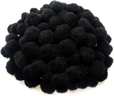300 Stuks Handgemaakte Pom Poms Zwart 3 cm Grote Fluffy Pompoms voor DIY Decoraties en Knutselprojecten