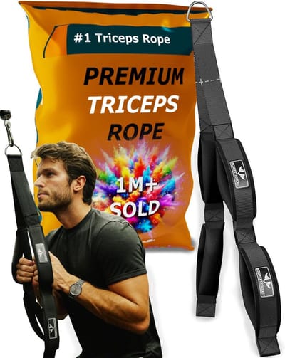 Triceps Touw - Kabel Touw - Kracht Training - Verlengde Lengte - 76 cm - Zwart