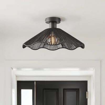 LumenXL - Plafondlamp Carta - Boho-chic - Zwart - Touw - Ø40 cm