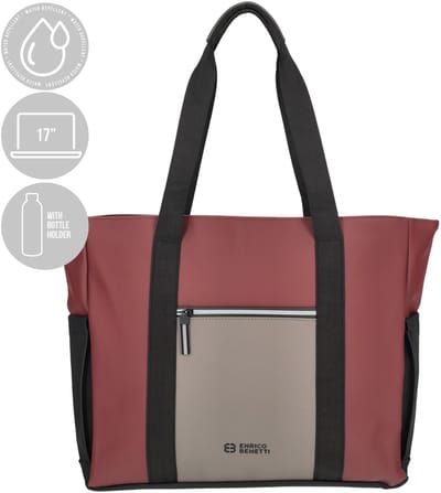 Enrico Benetti Bergen Shopper - Spatwaterdicht - Dames Laptoptas 17 inch - 56008 - Taupe-Burgundy