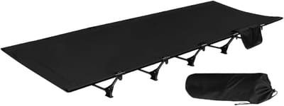 Camping Bed - Opvouwbaar Ledikant - Buiten Ontspannen - Lichtgewicht Aluminium - 192x65cm - Zwart