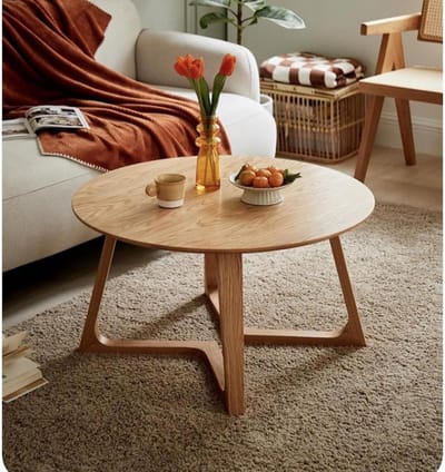 Ronde Salontafel - Bijzettafel Koffietafel - Woonkamer Inrichten - Massief Houten Basis - Verschillende Maten - Houtkleur