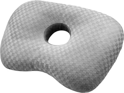 Orthopedisch Oorkussen voor Zijslapers - Donut Kussen met Gat voor Piercing Verzorging - Verlicht Oorpijn bij Ontsteking (Grijs)