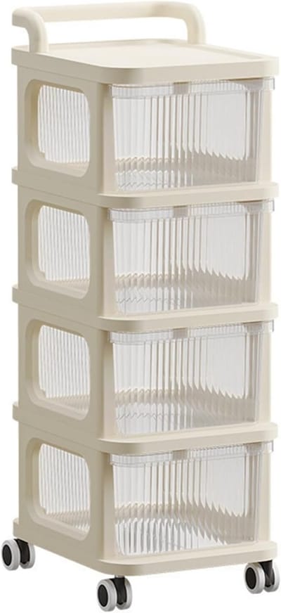 Multifunctionele Opbergwagen met 4 Lades - Wieltjes voor Kleding, Schoenen en Speelgoed - Ideaal voor Woonkamer, Slaapkamer en Kantoor