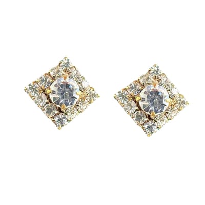 Clip oorbellen -goudkleurig -strass -ruit- geen gaatje- Charme Bijoux
