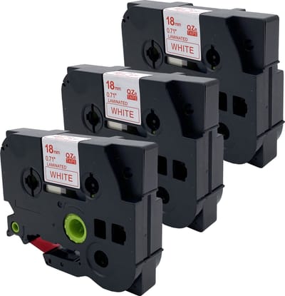 DULA Brother Compatible label tape- Tze-242 - 3 cassettes - Brother P-Touch - Rood op wit - 18mm x 8m