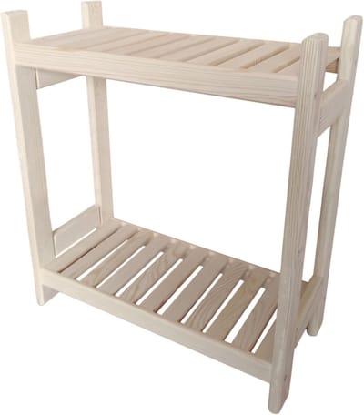 Houten Opbergrek - Modulair Stapelbaar - Huishoudelijke Opslag - Massief Grenenhout - 25x54x45 cm - Bruin