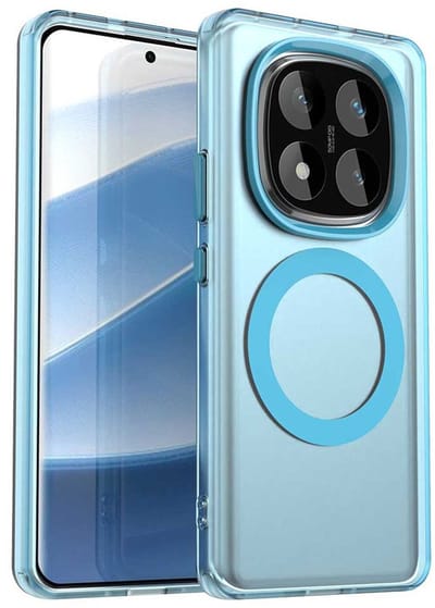 MagSafe Compatibel Backcover Hoesje Geschikt voor Xiaomi Poco X7/Redmi Note 14 Pro 5G - Blauw & Semi-Transparant Design - Stijlvol & Goede Bescherming
