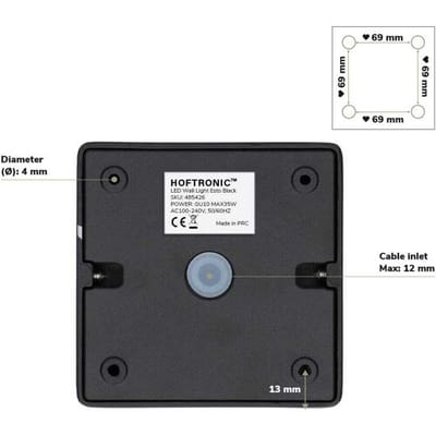 Set van 2 Esto LED vierkante opbouwspots - Dimbaar - Kantelbaar - 4 Watt 345 lumen - 2700K warm wit - GU10 - Plafondspot - Voor binnen - Vervangbare afdekring - Zwart