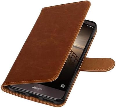 Zakelijke Book Case Telefoonhoesje Geschikt voor de Huawei Mate 9 - Portemonnee Hoesje - Pasjeshouder Wallet Case - Bruin