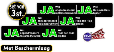 Jerma - Ja Ja reclame drukwerk brievenbus - Stickers - 3 st - 4x20 cm - Weerbestendig - Zelfklevend
