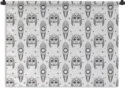 Wandkleed - Wanddoek - Maya - Maskers - Zwart-Wit - Patroon - 120x90 cm - Wandtapijt