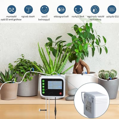 Automatisch Irrigatiesysteem voor Binnenplanten, Drip Irrigatie met Timer en 150 cm Pomp voor Tuin, Balkon en Potplanten