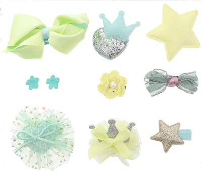 Haarspeldjes meisje - set groen geel - speldjes en haarschuifjes - geschenkset- 10 stuks