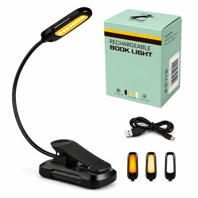ZoeZo LED Leeslampje - Boeklamp - Boeklampje met Klem - Bed nachtkastje leeslamp - Voor in een boek - 360 graden - USB Oplaadbaar - Klemlamp