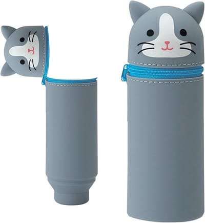 Zachte siliconen 2-in-1 tas - Kawaii pennenetui met schattige cartoonprint en blauwhaai ontwerp