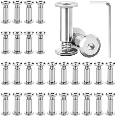 30x RVS Verbindingsschroeven M5 x 16 mm - Kast- en Meubelverbinder Set met Inbussleutel