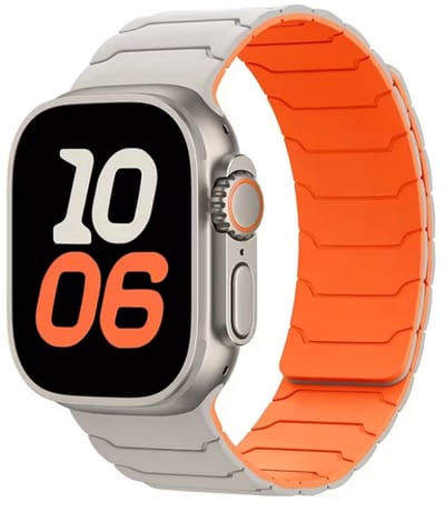Sterrenlicht oranje horlogebandje smartwatch dames en heren magnetisch sport siliconen band Geschikt voor Apple Watch 38 mm / 40 mm / 41 mm / 42 mm (serie 10 / 11) tweekleurig sportief ontwerp vervangende watch band
