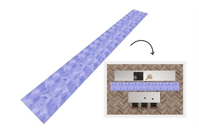 Keukenloper - Keukenmat - Patroon - Paars - Waterverf - Marmer - 400x50 cm - Keuken vloerkleed