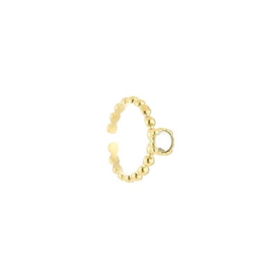 Bijoutheek ring round steen crystal (One Size)