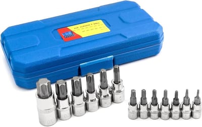 13-delige torx steeksleutelset, T8-T70, Cr-V staal, voor professioneel gebruik, inclusief torx bits en moersleutels