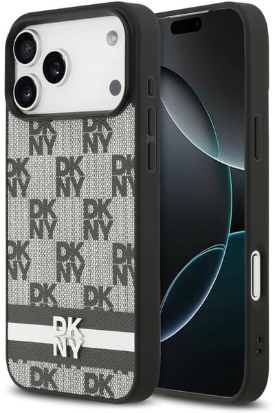 DKNY telefoonhoesje voor iPhone 17 Pro Max - checkered patroon - zwart