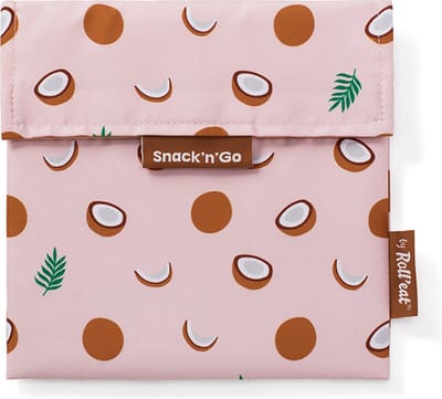 Snack'n'Go Fruits Coconut - Herbruikbaar Boterhamzakje en Snackverpakking - Sluiting met klittenband - BPA-vrij - Waterdichte binnenlaag - Wasbaar tot 60°C