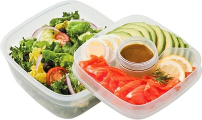 Lock&Lock Saladebox - Salade Lunchbox to go - Salade to go - Lunchtrommel - Lekvrij - Met verdeelvakjes - 1.6 liter - Transparant - LocknLock