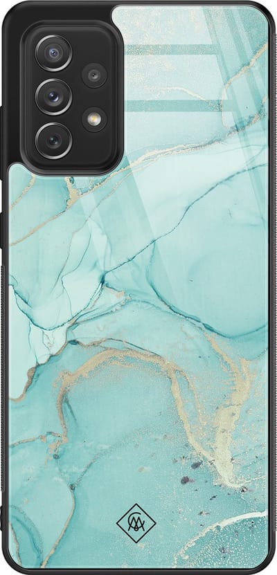 Casimoda® hoesje - Geschikt voor Samsung Galaxy A52 5G - Marmer mint groen - Luxe Hard Case Zwart - Backcover telefoonhoesje - Mint