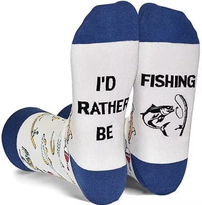 SilverAndCoco - Ik ga liever Vissen Sokken / Gekke Vrolijke Foute Kleding / Leuke Grappige Happy Dikke Heren Man Socks / Huissokken Verjaardag Geschenk Sok Outfit Katoen / Mannen Sinterklaas Schoen Kerst cadeau - I Rather go Fishing