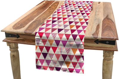 ABAKUHAUS Tafelrok – Geometrische driehoeken en stippen – 40×300 cm – veelkleurig