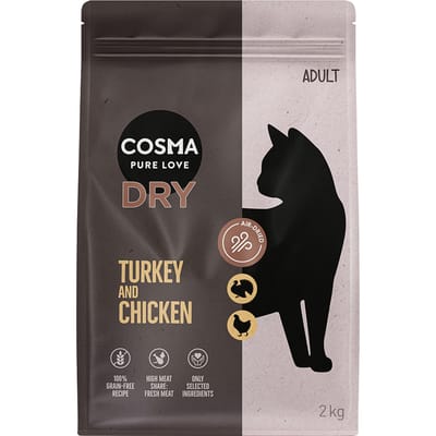 2x2kg Cosma Droogvoer Kalkoen & Kip Kattenvoer