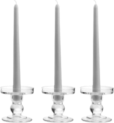 Glazen Kandelaars - Kaarsenhouder Set - Romantisch Diner - Dikke Glazen Wand - 3 stuks - Transparant