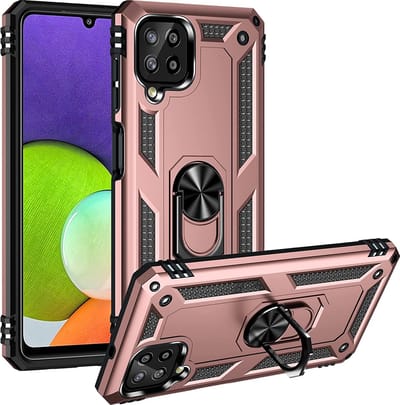 Ring Armor hoesje Geschikt voor Samsung Galaxy A22 4G - Rosé Goud - Draaibare standaard - Magneet - ZT Accessoires