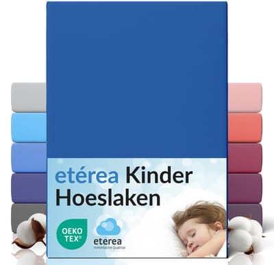 etérea Jersey Hoeslaken 60x120 - 70x140 cm Oekotex Made in Green - 100% katoen - Blauw