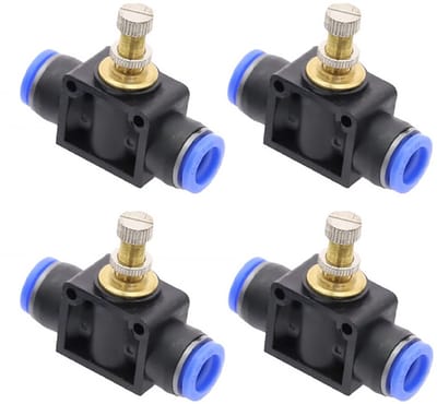 Dailygoods- Luchtstroomregelklep - Snelle Verbindingen - Pneumatische Connector - Roestvrij Staal - Eenvoudige Slangverbinding - Temperatuur 0-60°C - Geschikt voor PU/Nylon Slang - Pneumatische Fitting