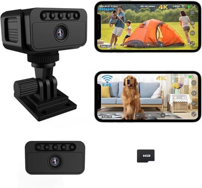 Mini Spy Camera 4K met Nachtzicht en 64GB Geheugen voor Binnen en Buiten