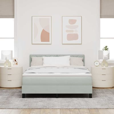 vidaXL - Boxspring - bed - met - hoofdeinde - Lichtgrijs - 140 - x - 190 - cm - Fluweel