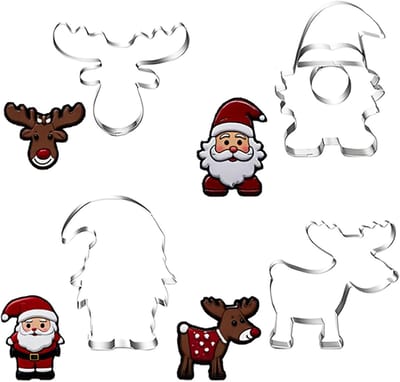 Set van 4 RVS Kerst Koekjesuitsteekvormen voor Bakken, Fondant en Cake Decoratie