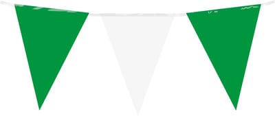 10 meter vlaggenlijn - Groen/Wit - 15 vlaggen - Plastic voor binnen & buiten - 30 cm vlaggen - Herbruikbare slinger