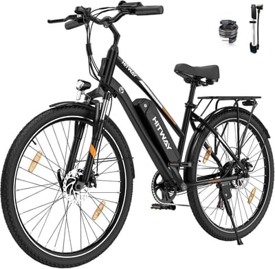 Elektrische Fiets HITWAY BK27 - 28 Inch City Commuter EBike met Afneembare 36V 12Ah Lithium Batterij - Mountain E-Bike met 250W Motor - 7 Versnellingen - IP54 Waterdicht