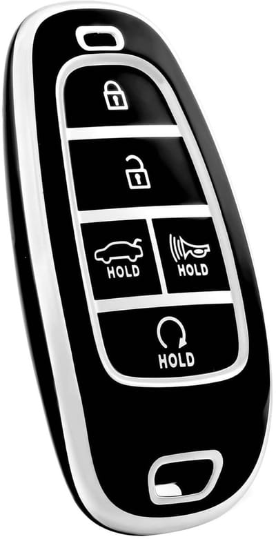 Autosleutel Hoesje geschikt voor Hyundai - Sleutelcover - TPU Cover Sleutelhoes - Accessoires - zwart