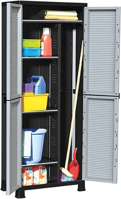 CLVP® Tuinkast - Tuinkist - Tuinkasten voor Buiten - Tuinberging - Kunststof - Zwart en grijs
