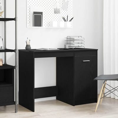 vidaXL - Bureau - Zwart - Eiken - 100 - x - 50 - x - 76 - cm - Bewerkt - hout